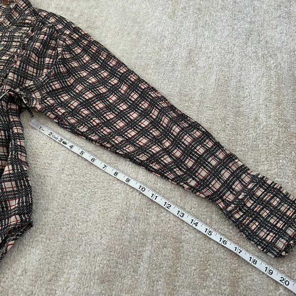 NWOT Free People One Cotton Long Sleeve Button Up Plaid Blouse Top S - Picture 7 of 11